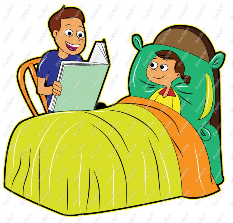 Father Reading To Daughter Bedtime Story Clip Art Royalty Free